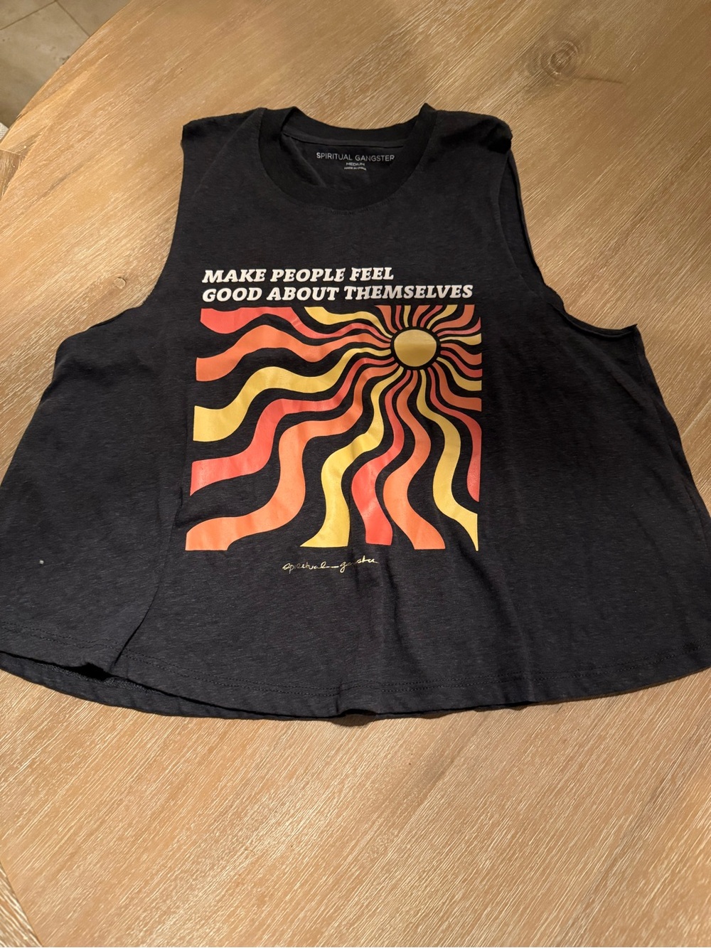 Spiritual Gangster Black Retro Sunwave Muscle Tank